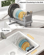 Nfnoyp Dish Rack, Carbon Steel Small Dish Drying Rack Rustproof for Kitchen