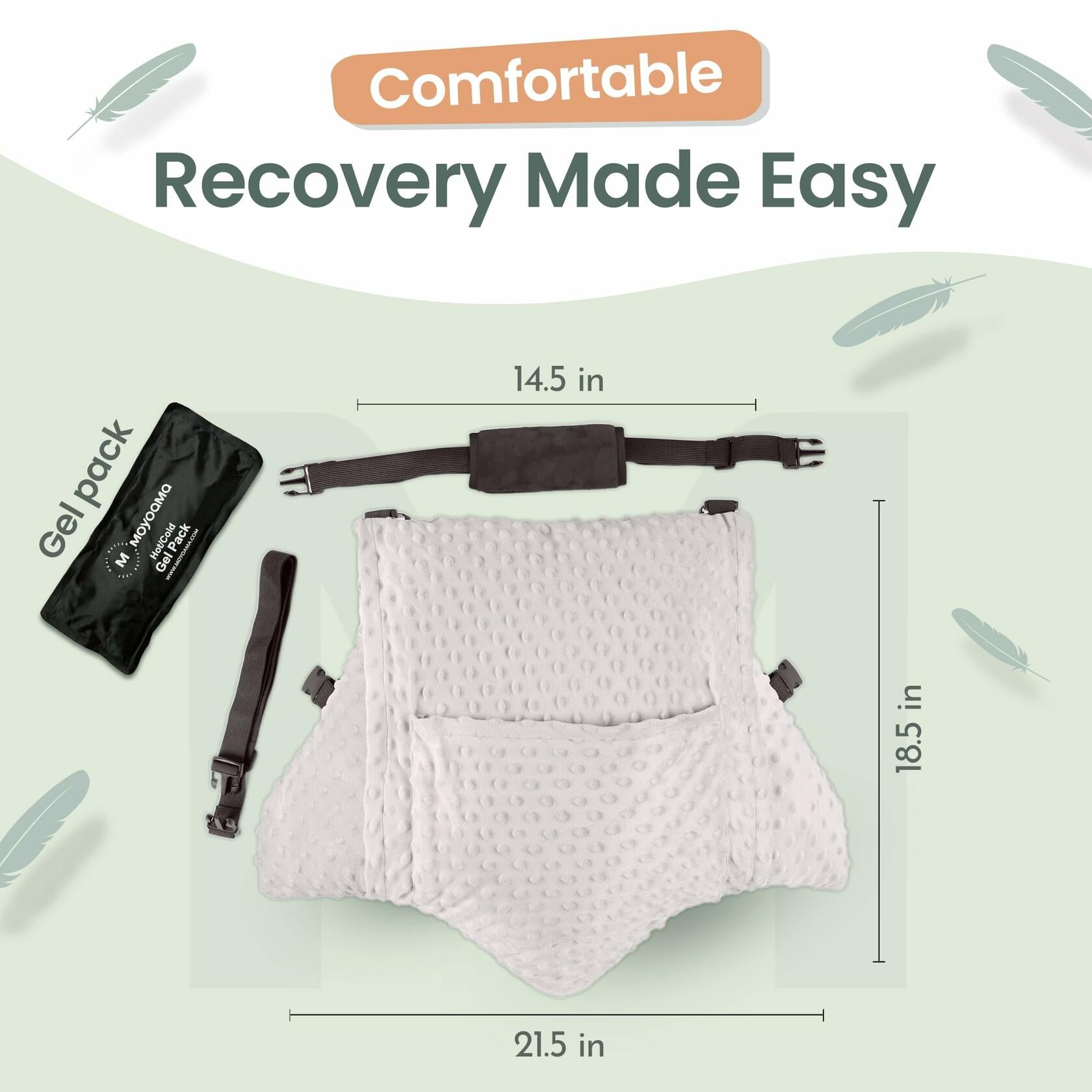 MOYOAMA 2 Pcs Hysterectomy Pillow Set (Grey) - Incl 1 Gel Pack for Soothing