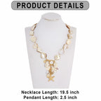 Firstmeet Natural Freshwater Shell Choker with Pearl Starfish Turquoise Pendant