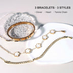 YOUNGGRACE 18K Gold Plated Bracelet Sets for Women - 3PCS Stackable Bracelets