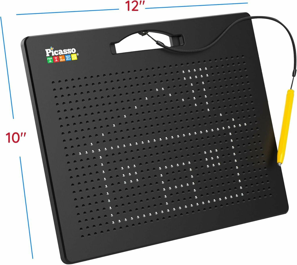 PicassoTiles Magnetic Drawing Board 748 Beads Pad Large 12x10 Inch STEM Writing