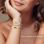 YOUNGGRACE 18K Gold Plated Bracelet Sets for Women - 3PCS Stackable Bracelets