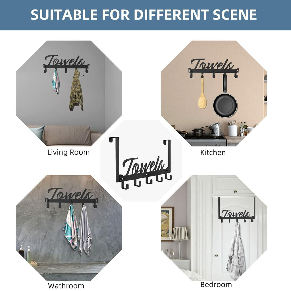 Azmoncy Over The Door Hooks, Towel Rack Towel Hooks for Bathroom, Towel Holder