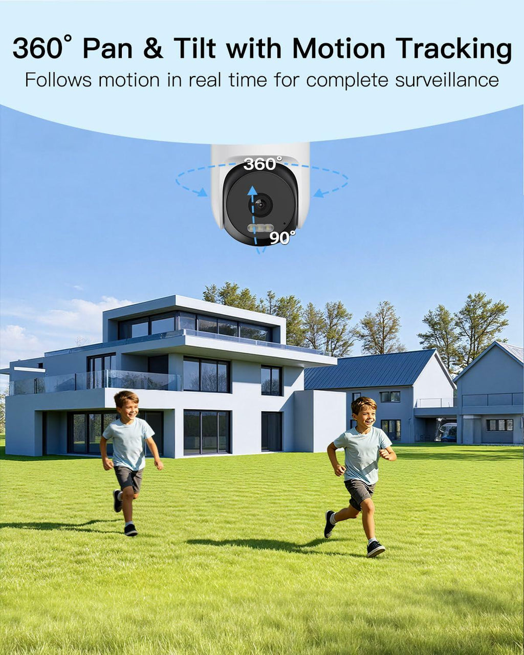 VIMTAG Pan/Tilt Outdoor Security Camera, 2.5K 4MP WiFi Home CCTV Camera, 360°