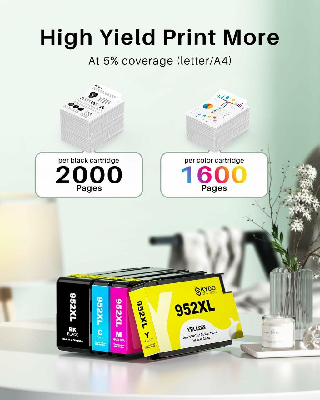 952XL Ink Cartridges Combo Pack Compatible for HP 952XL 952 XL Black Color Combo