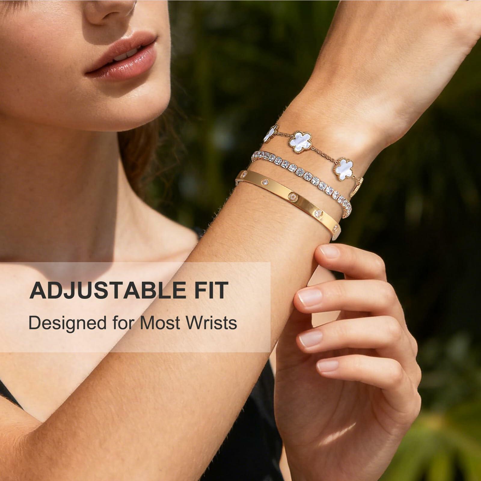YOUNGGRACE 18K Gold Plated Bracelet Sets for Women - 3PCS Stackable Bracelets