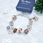 JIAYIQI Christmas Charm Charms Bracelets Love Heart Bead 925 Sterling Silver