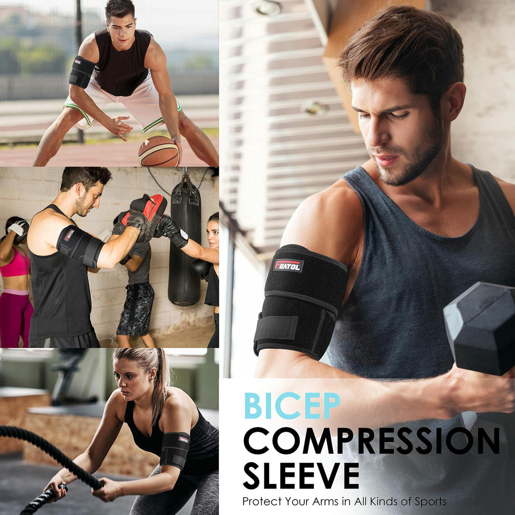 Open Box - FEATOL Bicep Tendonitis Brace Compression Sleeve Support, Upper Arm
