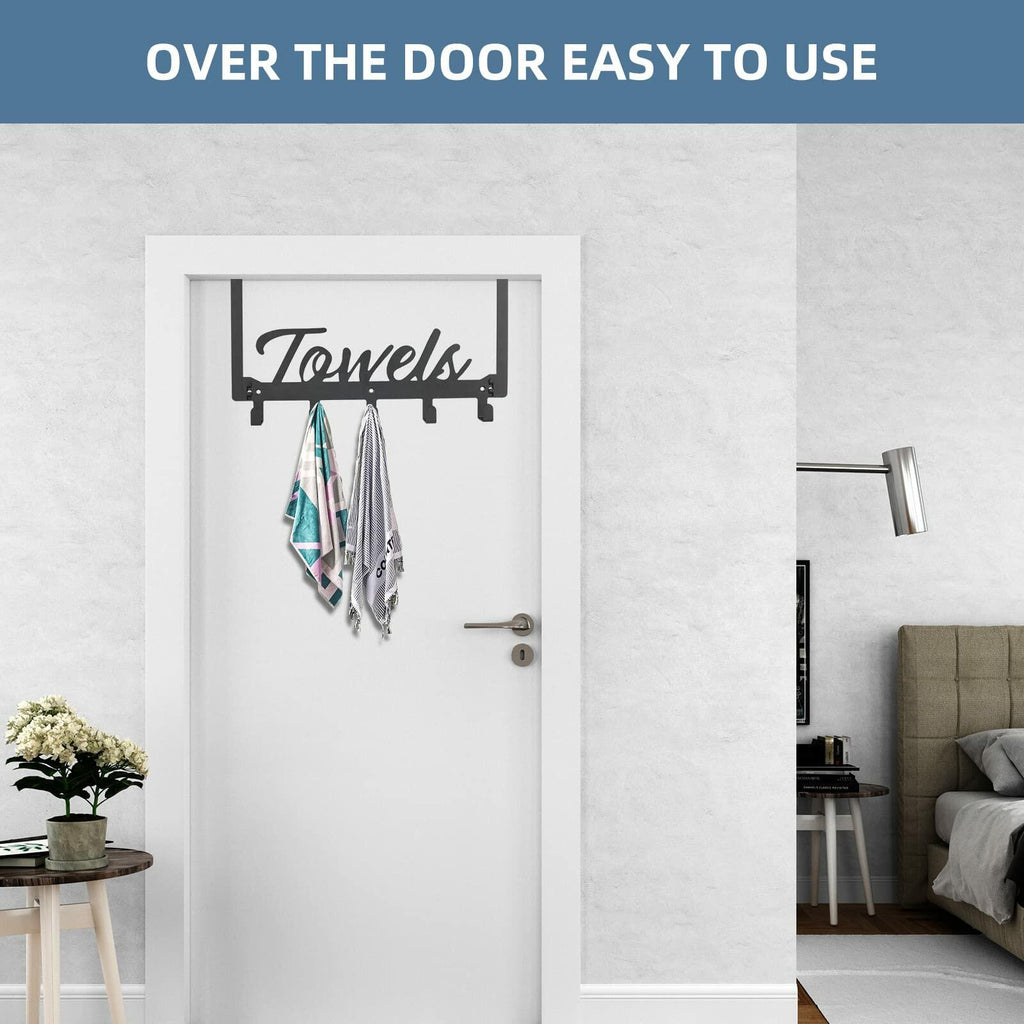 Azmoncy Over The Door Hooks, Towel Rack Towel Hooks for Bathroom, Towel Holder