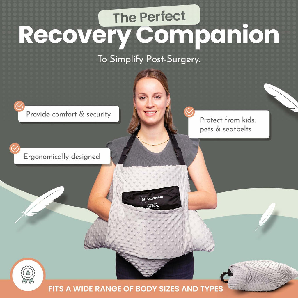 MOYOAMA 2 Pcs Hysterectomy Pillow Set (Grey) - Incl 1 Gel Pack for Soothing