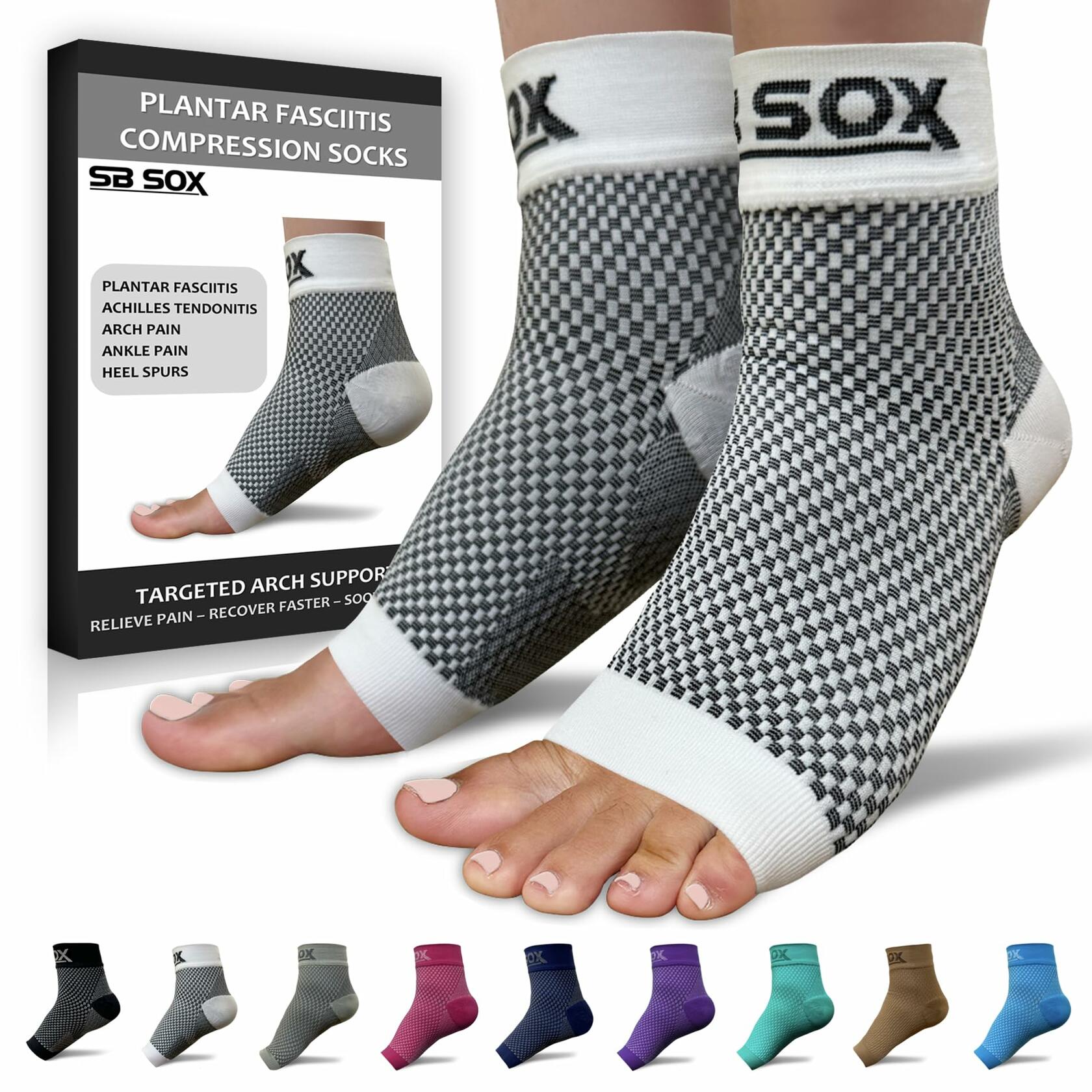 SB SOX Plantar Fasciitis Socks for Men & Women – Arch Support Compression Socks