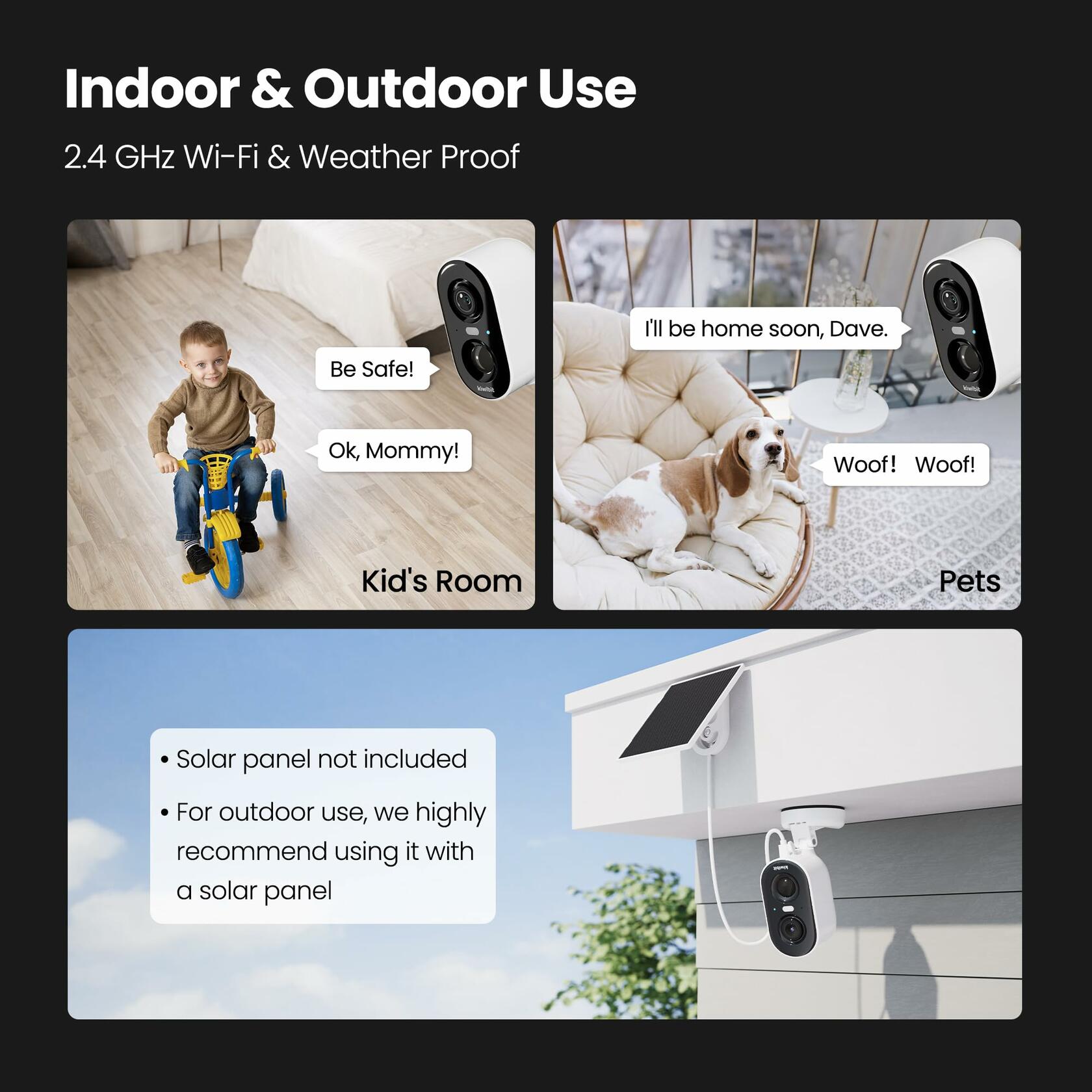Kiwibit Security Cameras Wireless Outdoor, 2K Outside Camera for Home Security,