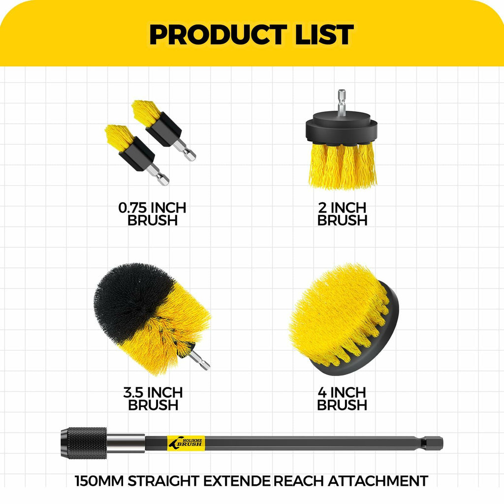 Holikme 6Pack Drill Brush Power Scrubber Cleaning Brush Extended Long Attachment