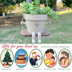 Hanging Planter Swing Face Plant Pot - Cute Resin Head Planters with Drainage