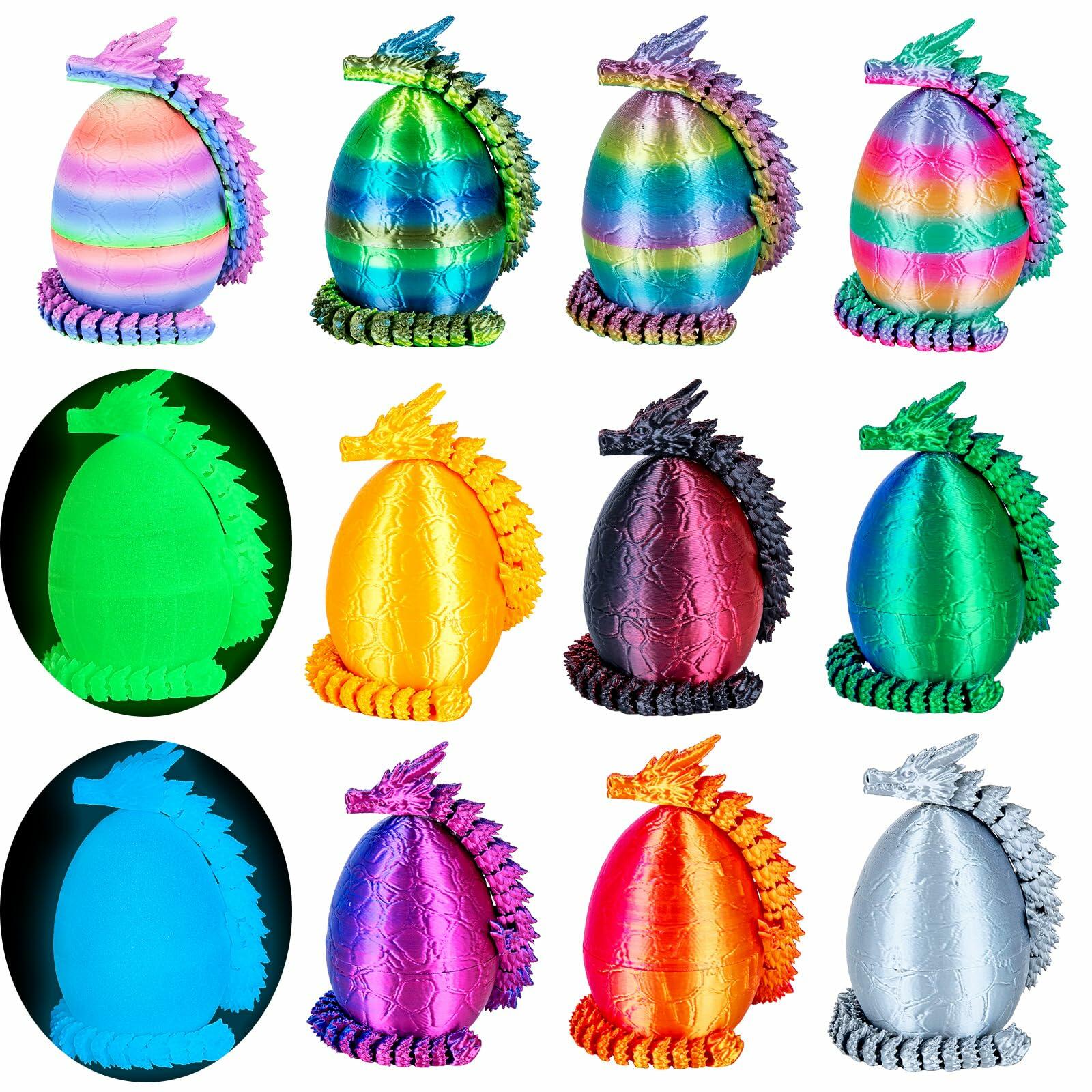 3Dgenius 12Pcs 3D Printed Dragon Eggs Mini Dragon Eggs with 8.86inch Dragon