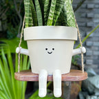 Hanging Planter Swing Face Plant Pot - Cute Resin Head Planters with Drainage