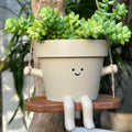 Hanging Planter Swing Face Plant Pot - Cute Resin Head Planters with Drainage