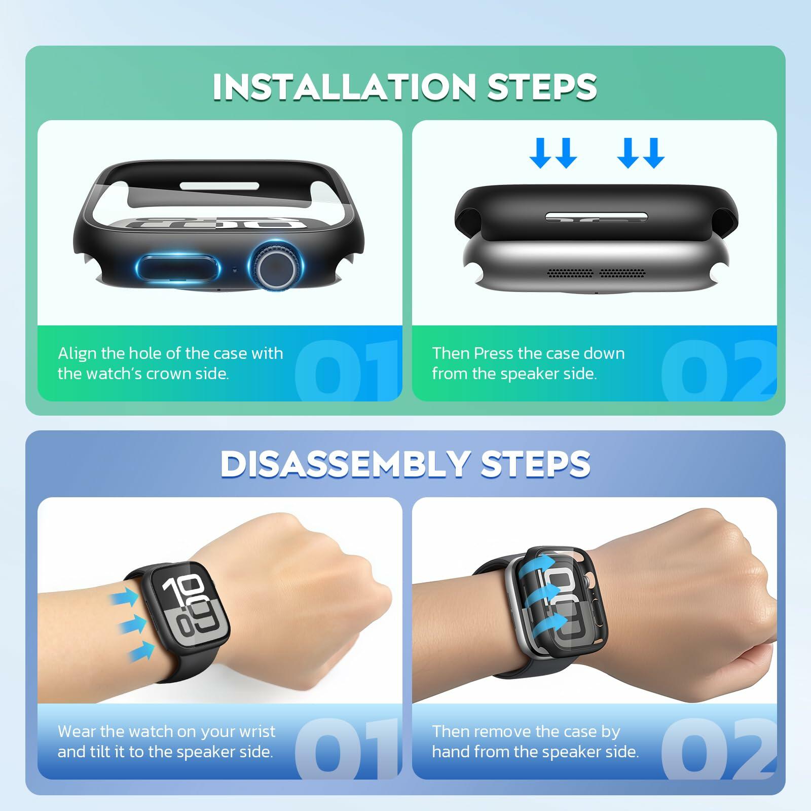 Misxi 2 Pack Tempered Glass Case Compatible for Apple Watch Series 11 (2025)