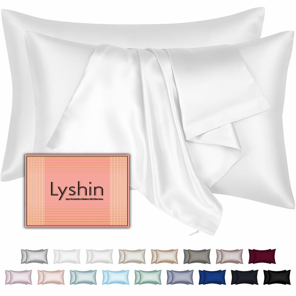 Mulberry Silk Pillow Cases 2 Pack Queen Size 20x30 Inches with Hidden Zipper,