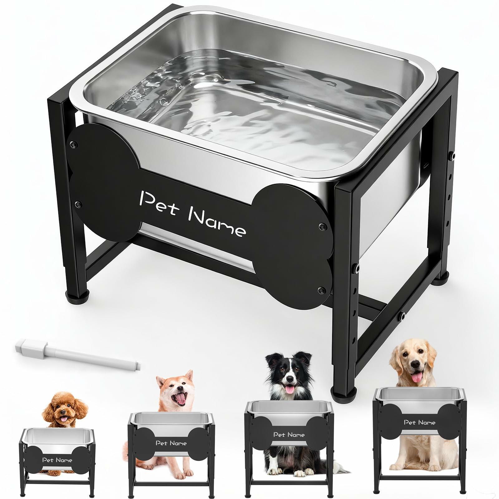Tivray Elevated Dog Bowl, 2.4 Gallon Adjustable Stainless Steel Water Bowl for