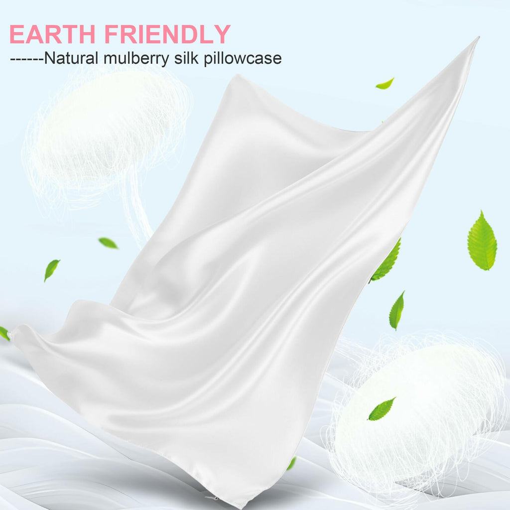Mulberry Silk Pillow Cases 2 Pack Queen Size 20x30 Inches with Hidden Zipper,