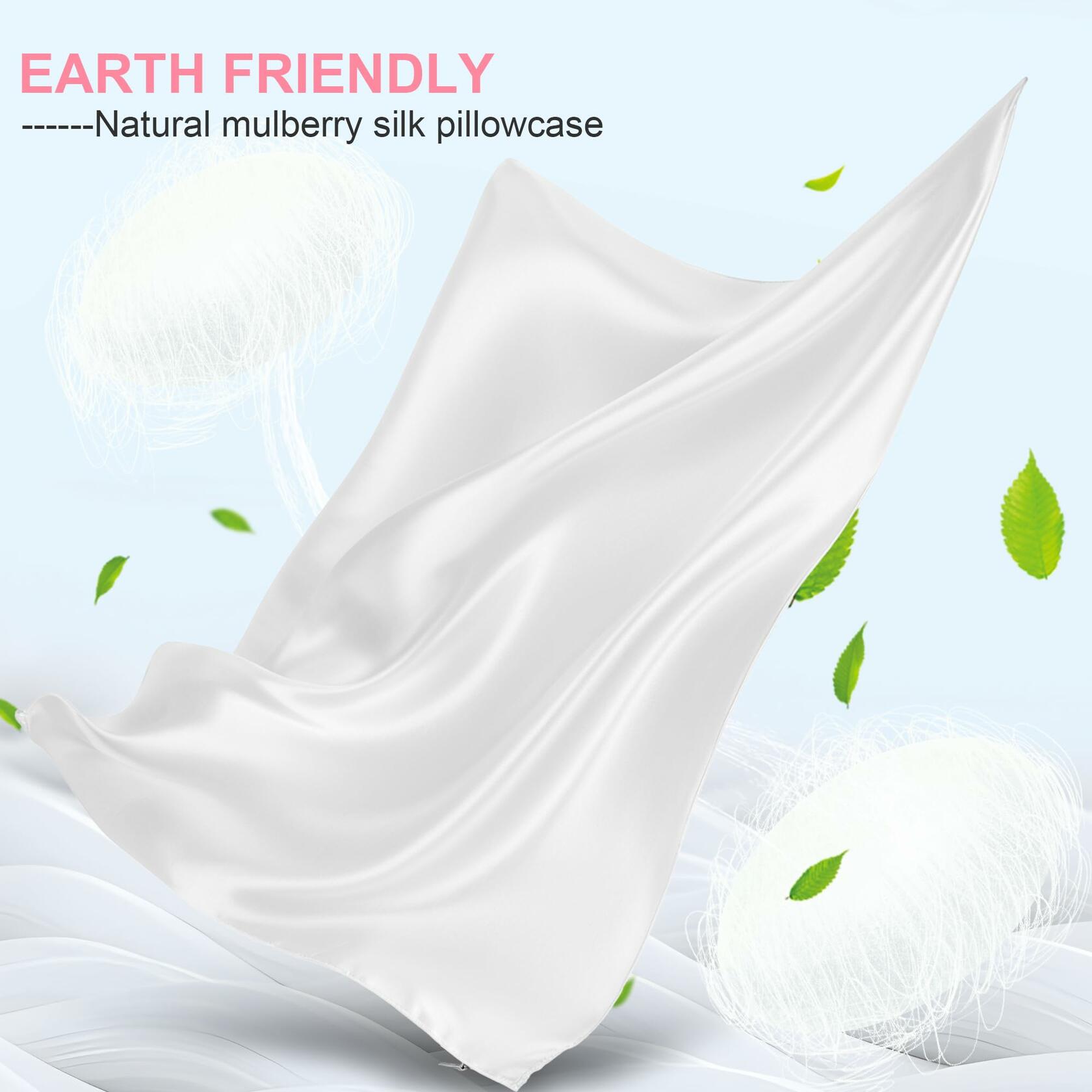 Mulberry Silk Pillow Cases 2 Pack Queen Size 20x30 Inches with Hidden Zipper,