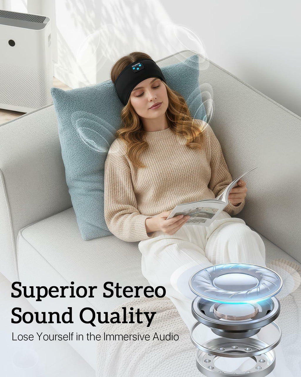 Perytong Sleep Headphones Bluetooth 5.4 Headband, Wireless Sleep Headphones with
