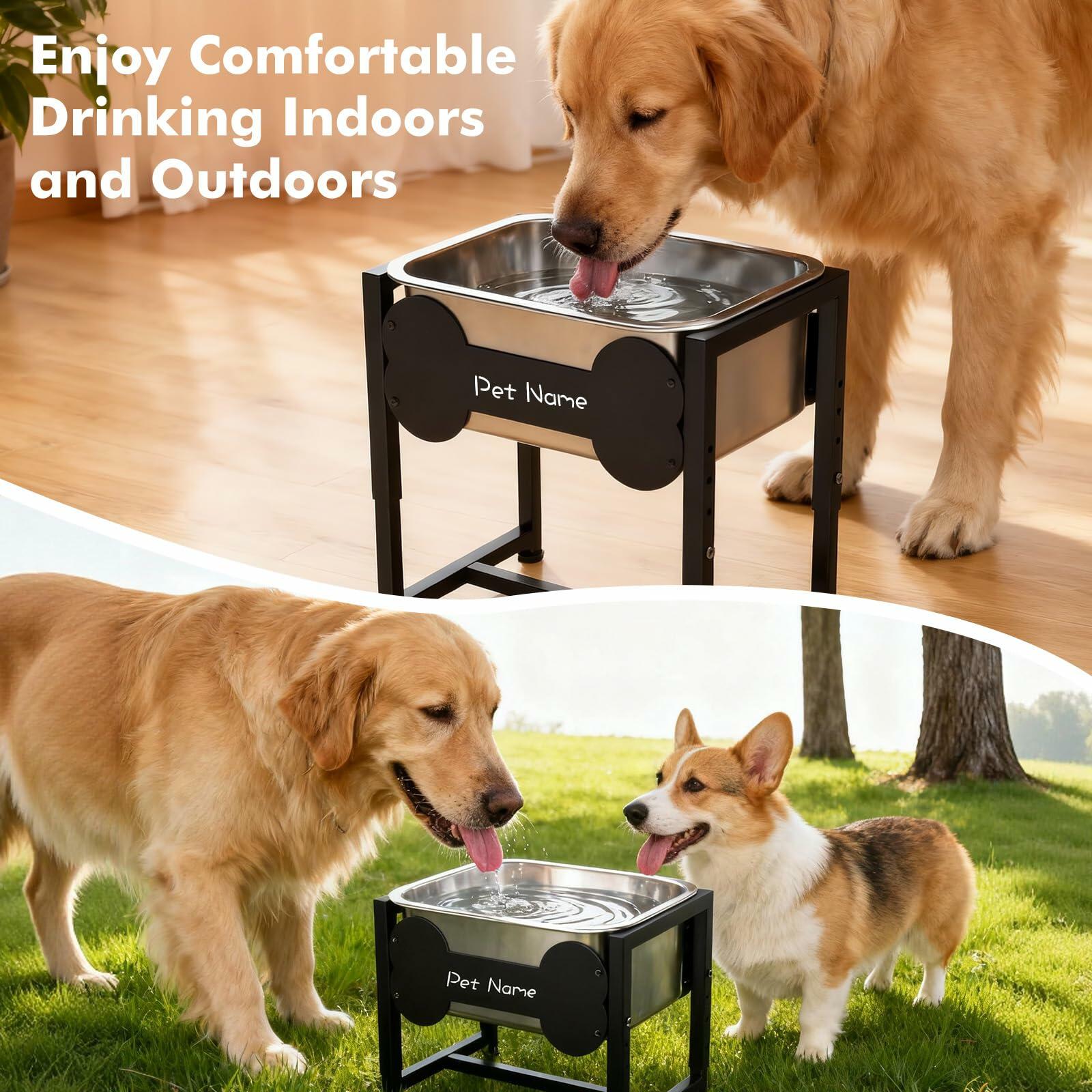 Tivray Elevated Dog Bowl, 2.4 Gallon Adjustable Stainless Steel Water Bowl for