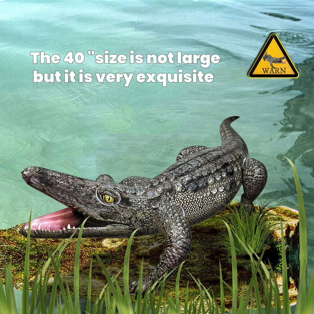 HOHQB 40" Inflatable Alligator Toys Realistic Blow up Alligator Deco Animal