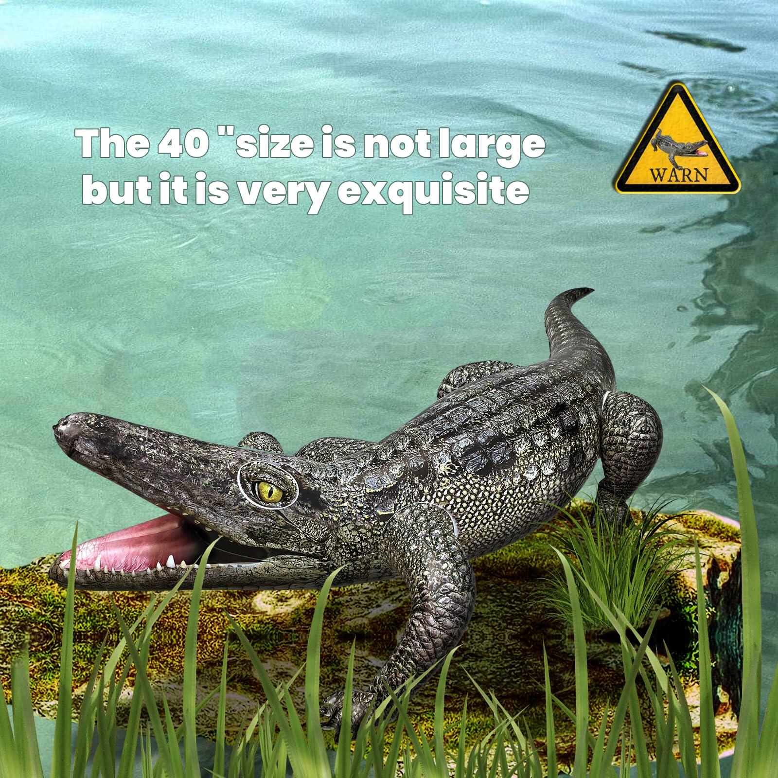 HOHQB 40" Inflatable Alligator Toys Realistic Blow up Alligator Deco Animal