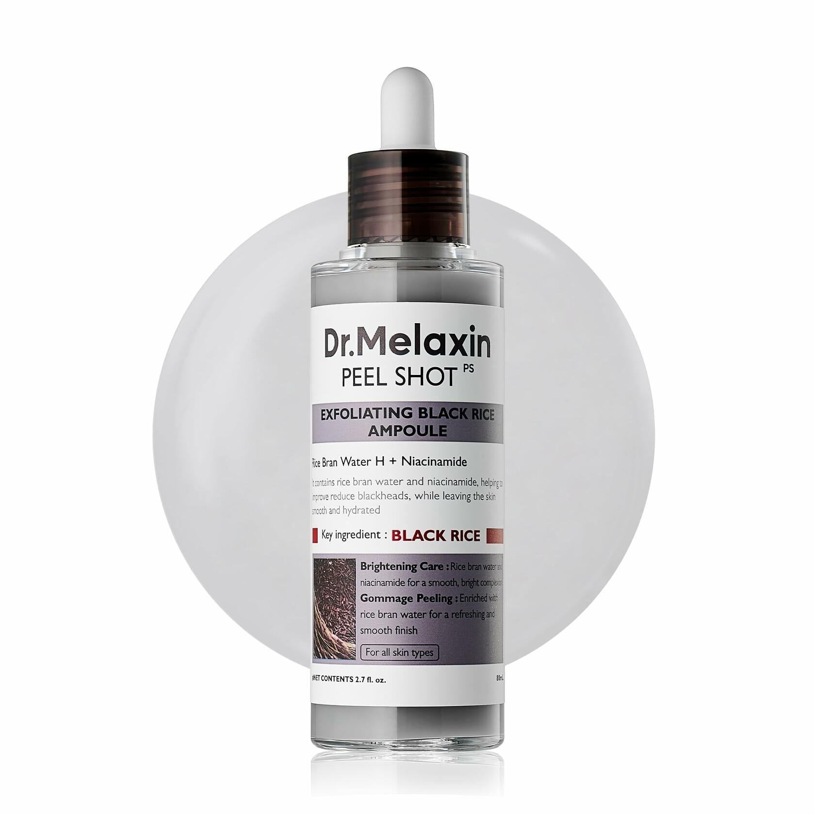 Dr.Melaxin Peel Shot Glow Black Rice Peeling Ampoule 80ml, Dead Skin Remover