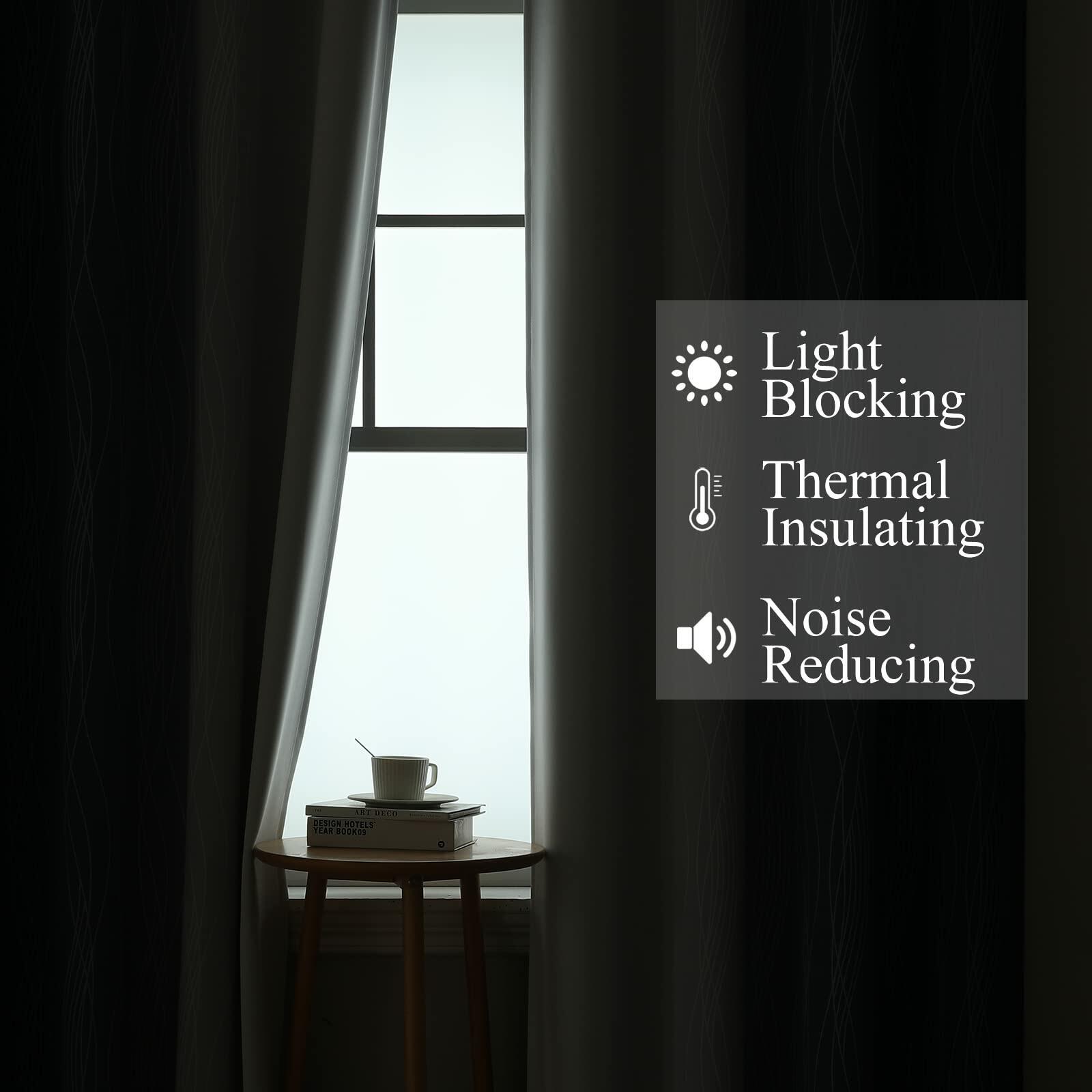 Estelar Textiler Navy Blue and Grayish White Blackout Curtains for Bedroom 72