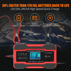 YONHAN Battery Charger 10-Amp 12V and 24V Fully-Automatic Smart Car Battery