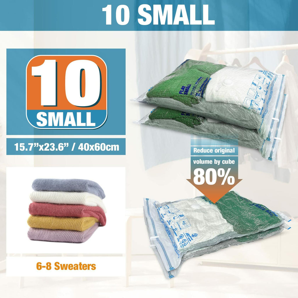 Vacuum Storage Bags, 10 Small Space Saver Vacuum Seal Bags, Space Bags, Vacuum