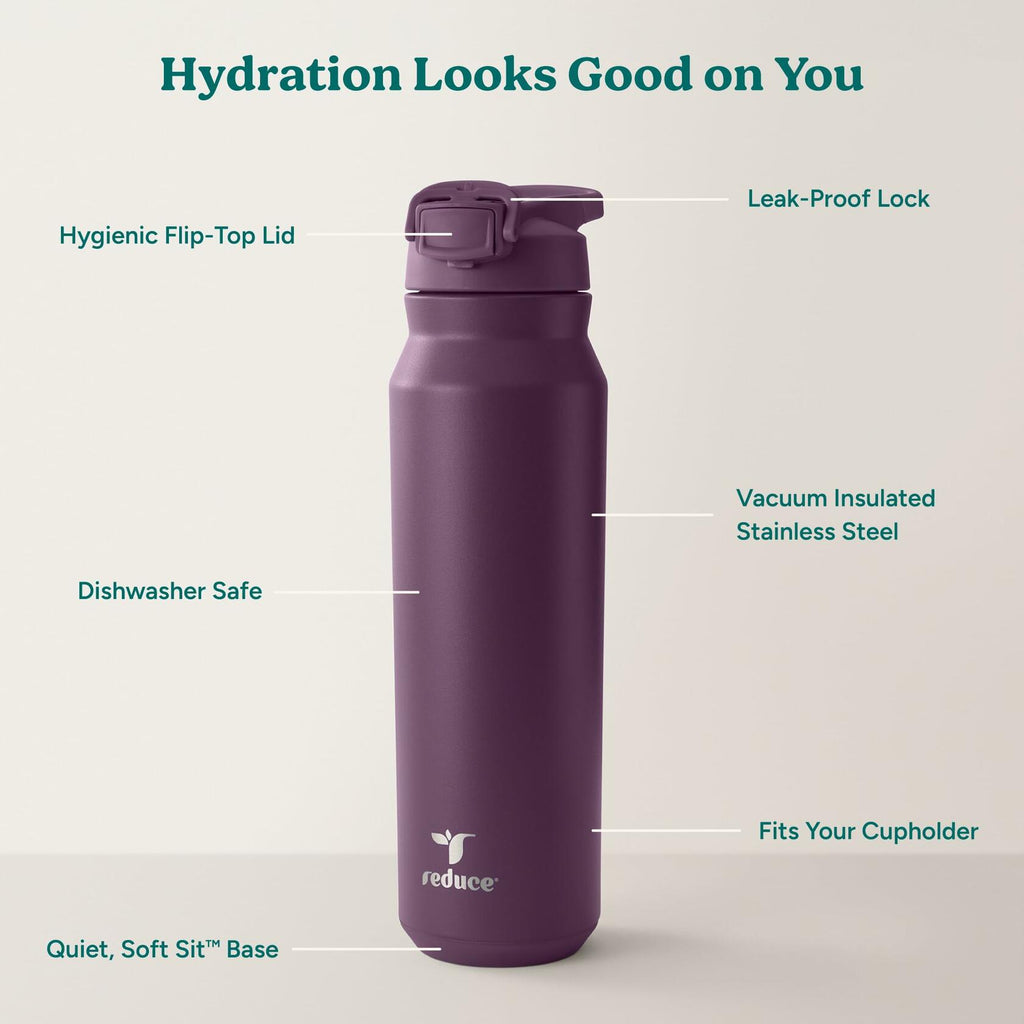 REDUCE 32 oz Hydrate Pro Stainless Steel Insulated Water Bottle - Flip Top