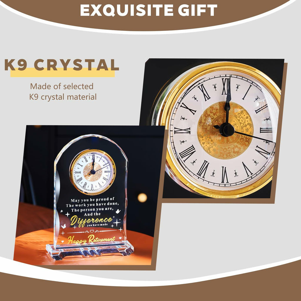 Ghtixsu 2026 Retirement Gifts for Women Men Crystal Clock, Going Away Gifts for