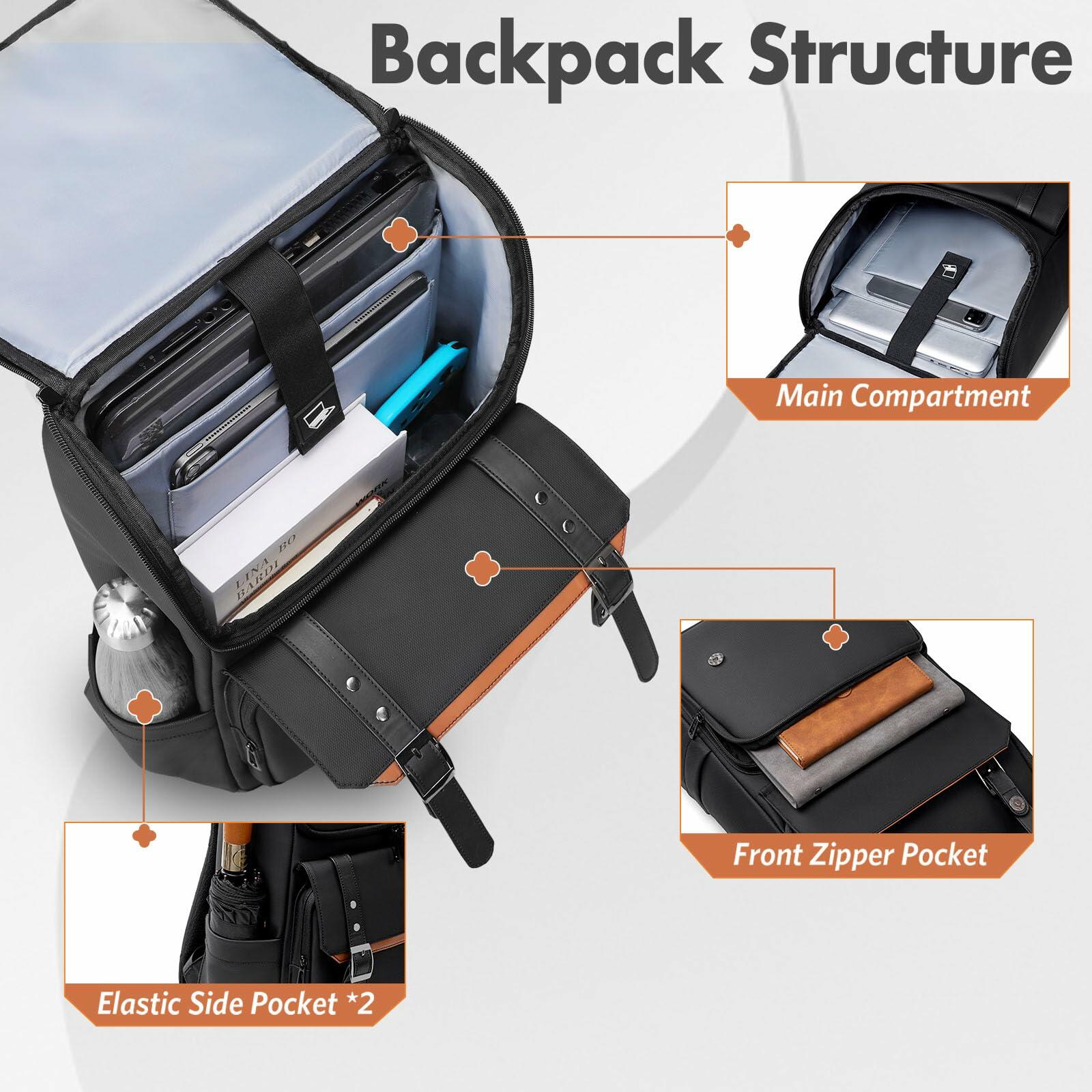 hk Vintage College Backpack for Women and Men, Travel Laptop Backpack with Anti