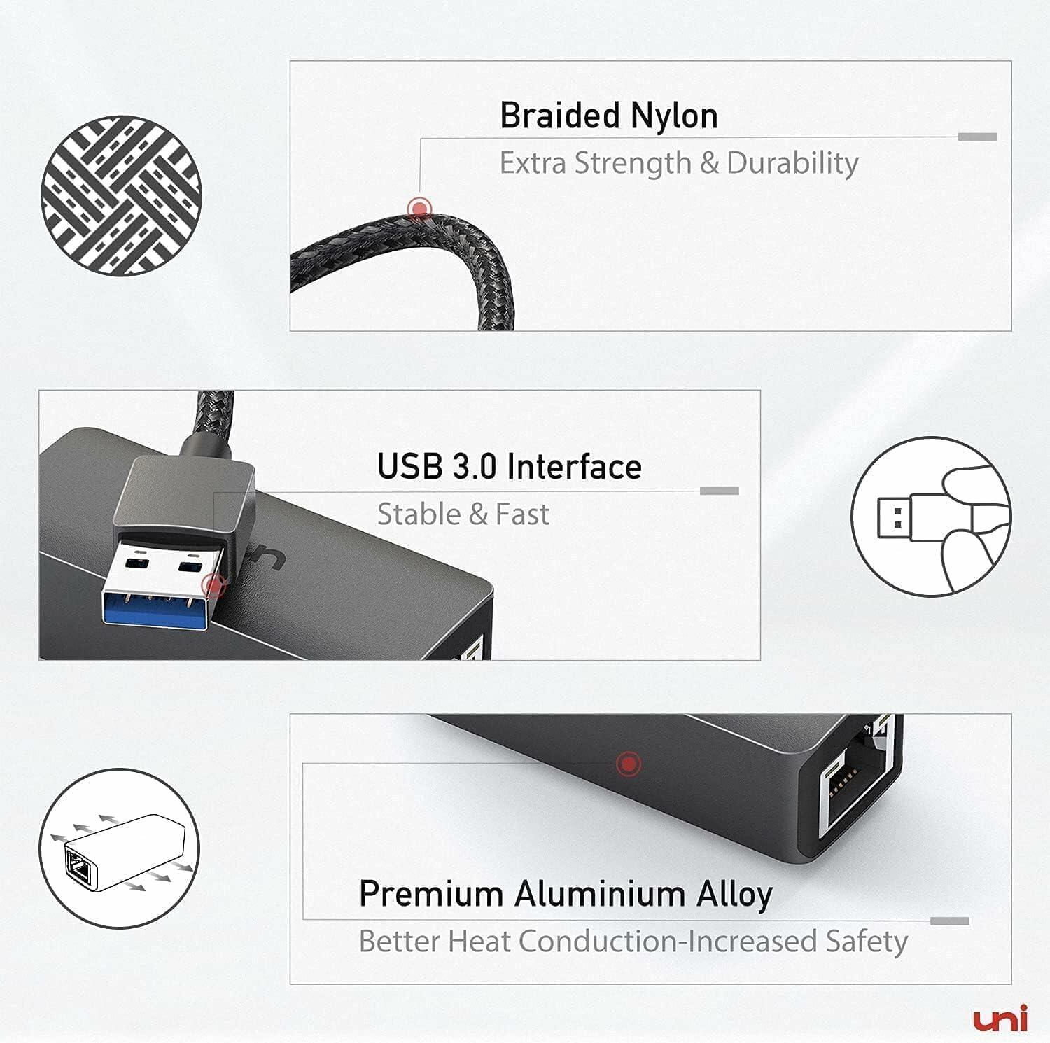 uni USB to Ethernet Adapter, Driver Free USB 3.0 to Gigabit Ethernet LAN Network