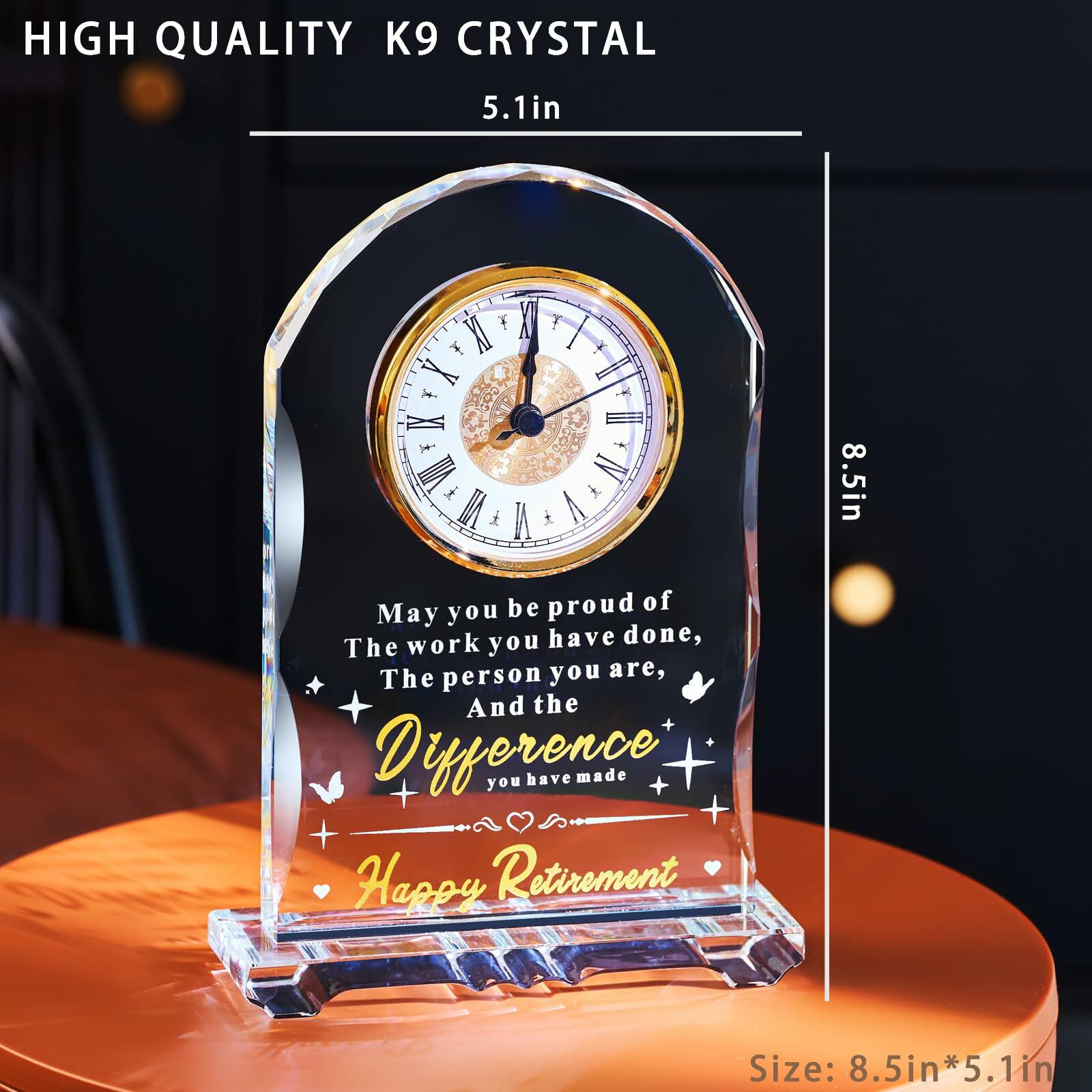 Ghtixsu 2026 Retirement Gifts for Women Men Crystal Clock, Going Away Gifts for