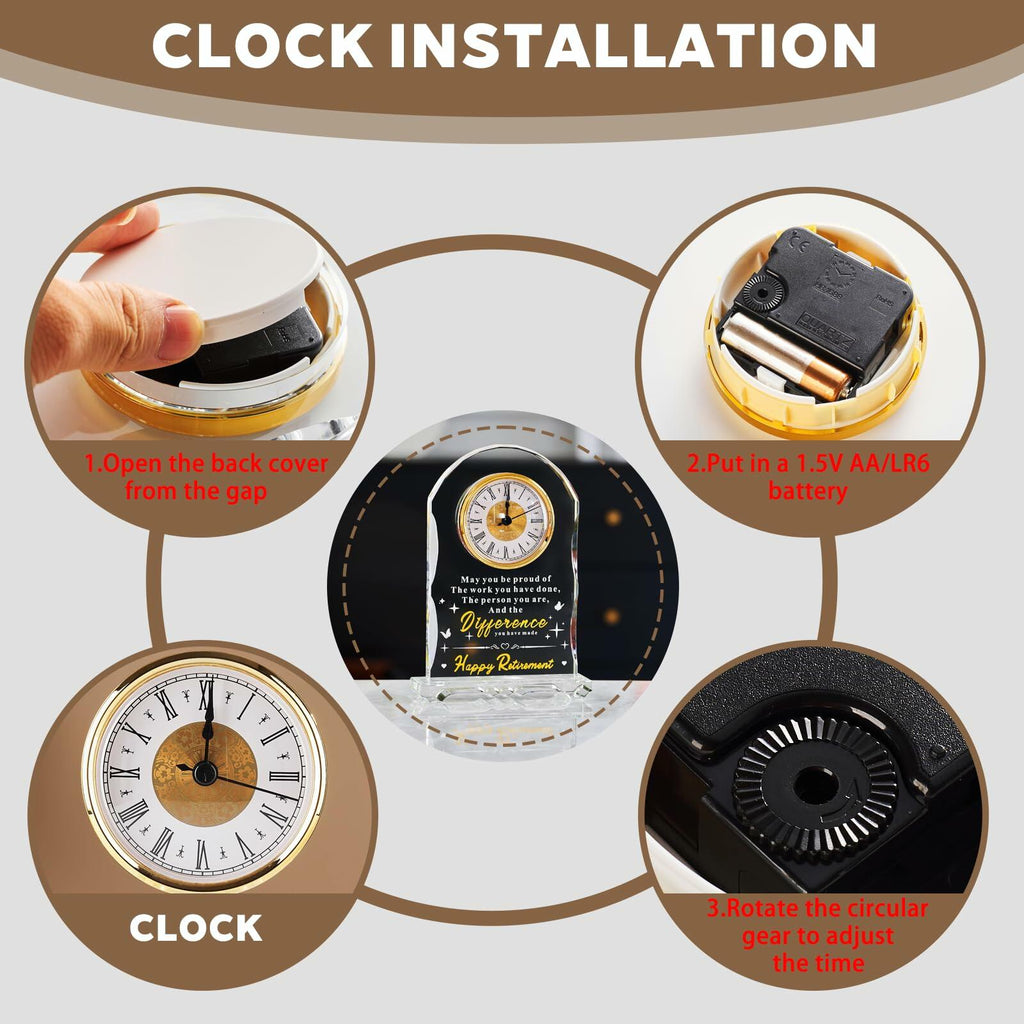 Ghtixsu 2026 Retirement Gifts for Women Men Crystal Clock, Going Away Gifts for