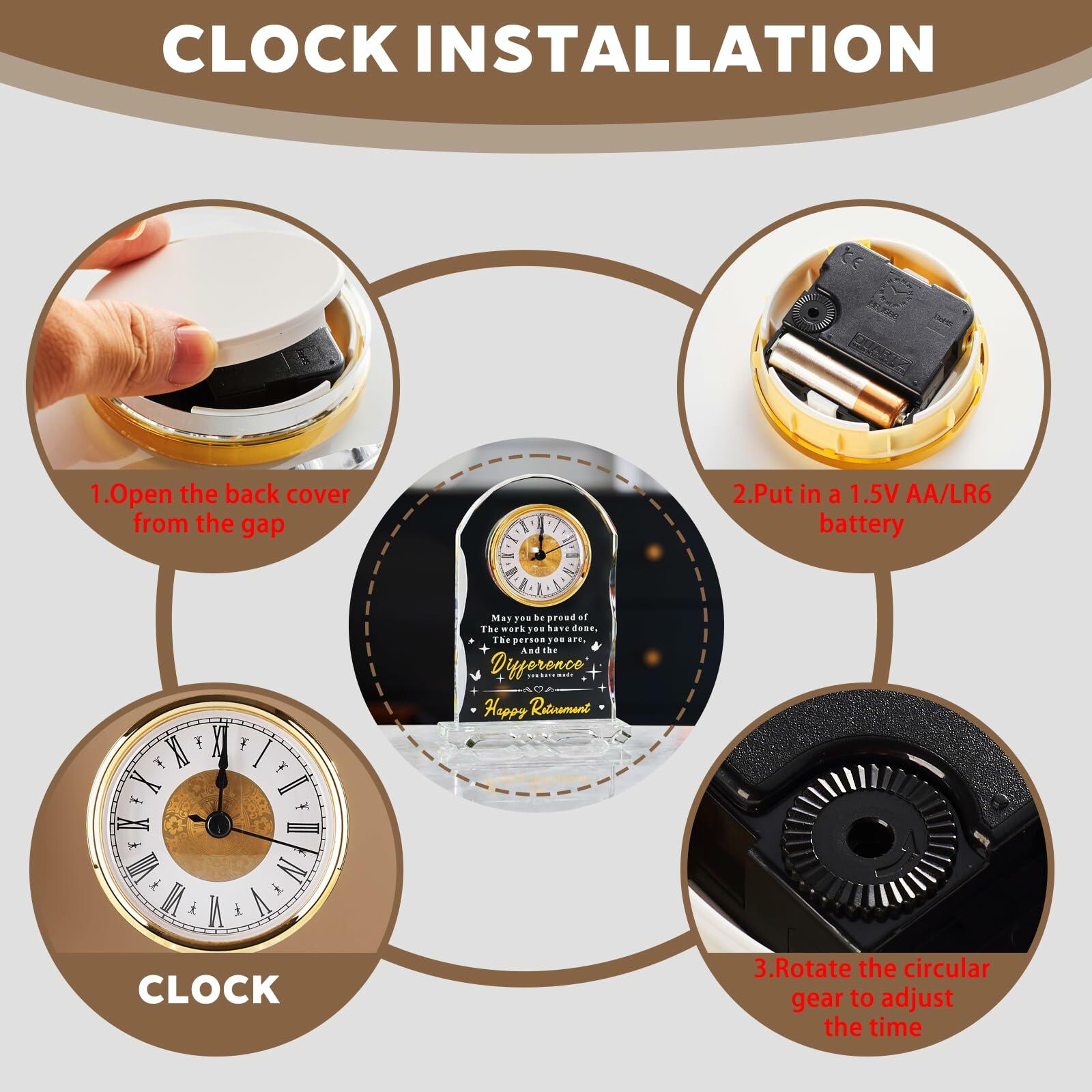 Ghtixsu 2026 Retirement Gifts for Women Men Crystal Clock, Going Away Gifts for