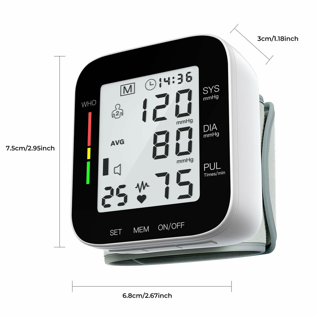 MMIZOO Wrist Blood Pressure Monitor Bp Monitor Large LCD Display Blood Pressure