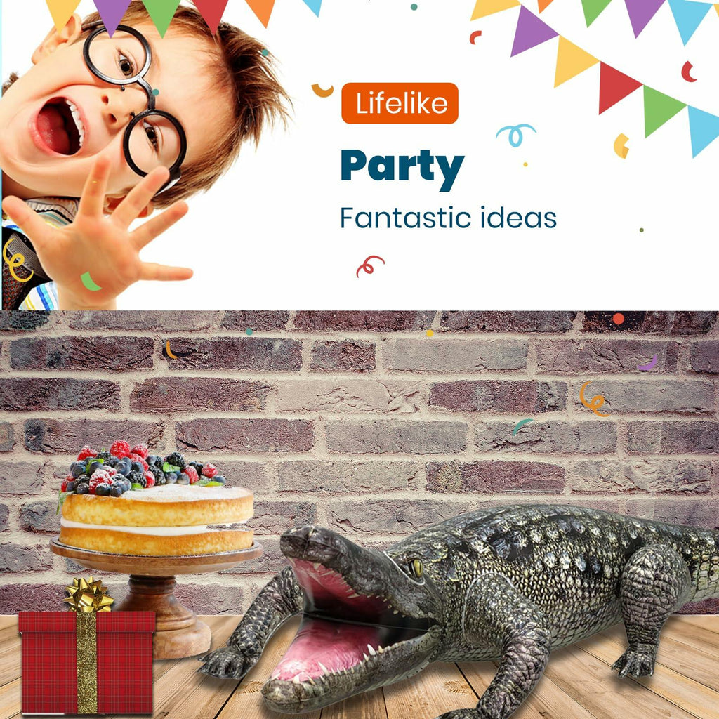 HOHQB 40" Inflatable Alligator Toys Realistic Blow up Alligator Deco Animal