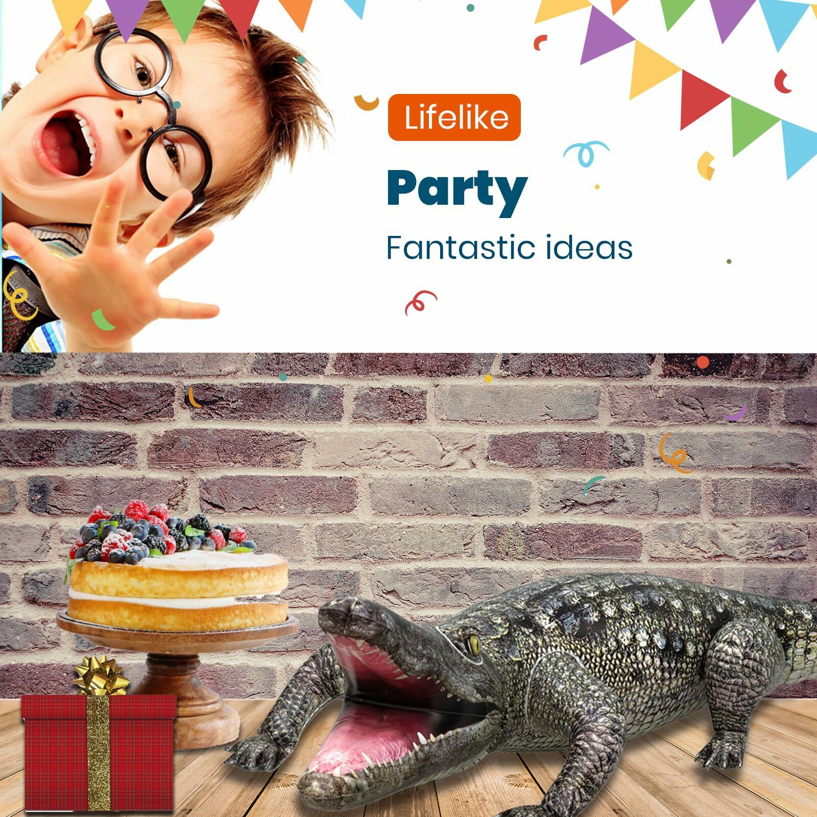 HOHQB 40" Inflatable Alligator Toys Realistic Blow up Alligator Deco Animal