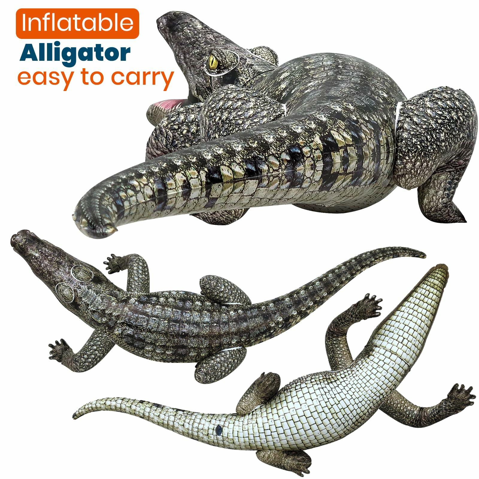 HOHQB 40" Inflatable Alligator Toys Realistic Blow up Alligator Deco Animal