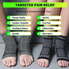 TechWare Pro Ankle Brace Compression Sleeve - Relieves Achilles Tendonitis,