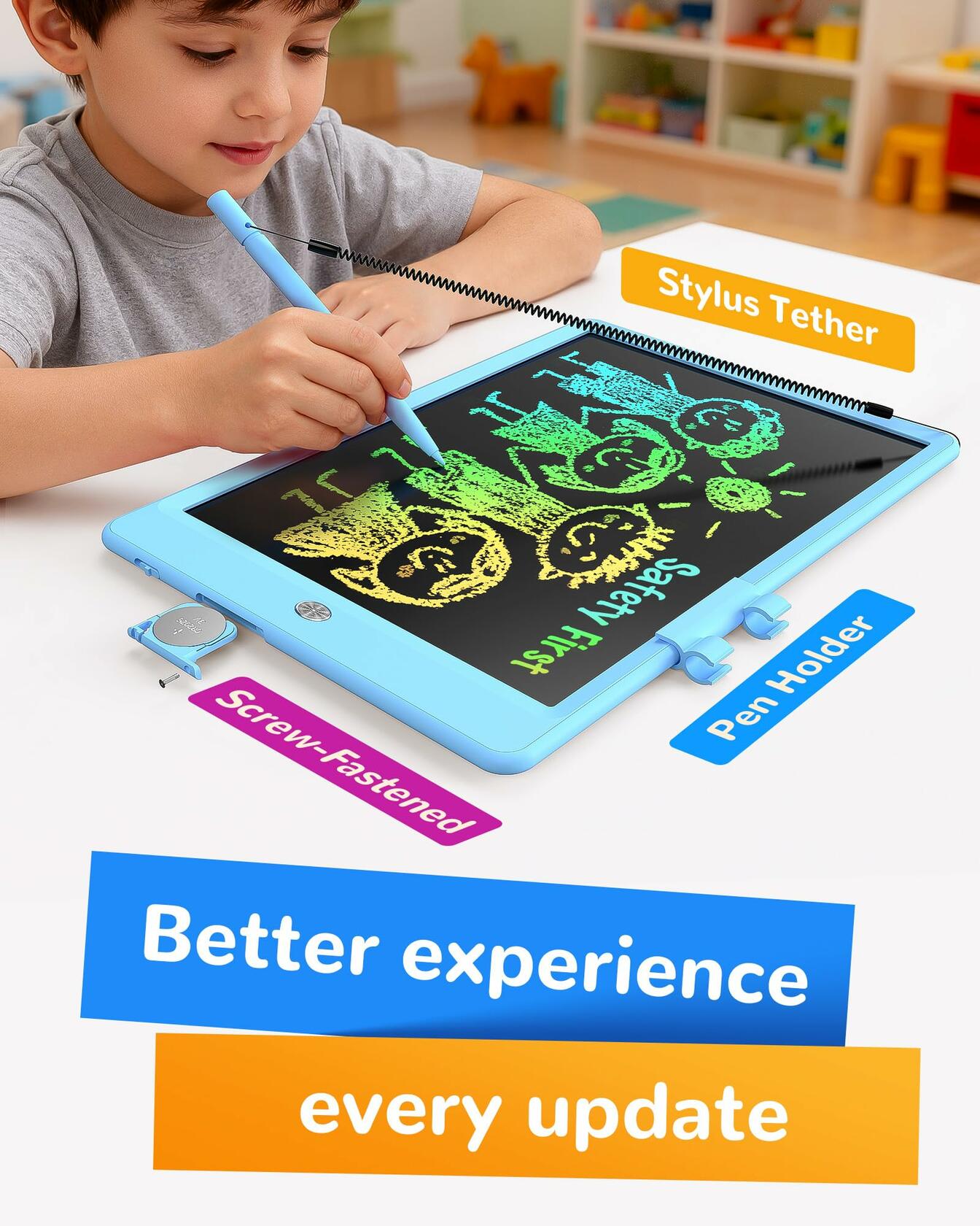 KOKODI LCD Writing Tablet, Gifts for 3 Years Old Boys and Girls，10 Inch Colorful