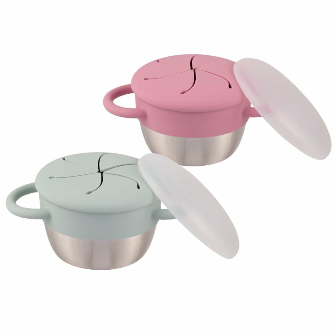 2 PACK Elk and Friends Stainless Steel Snack Cups | Removable Silicone Food