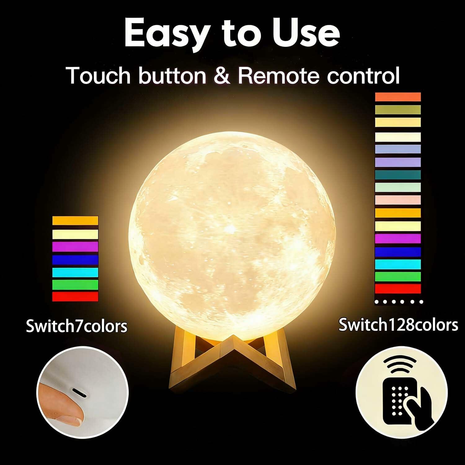 CPLA Moon Lamp Upgrade 128 Colors, Easter Gifts for Kids Girls Boys Teens,