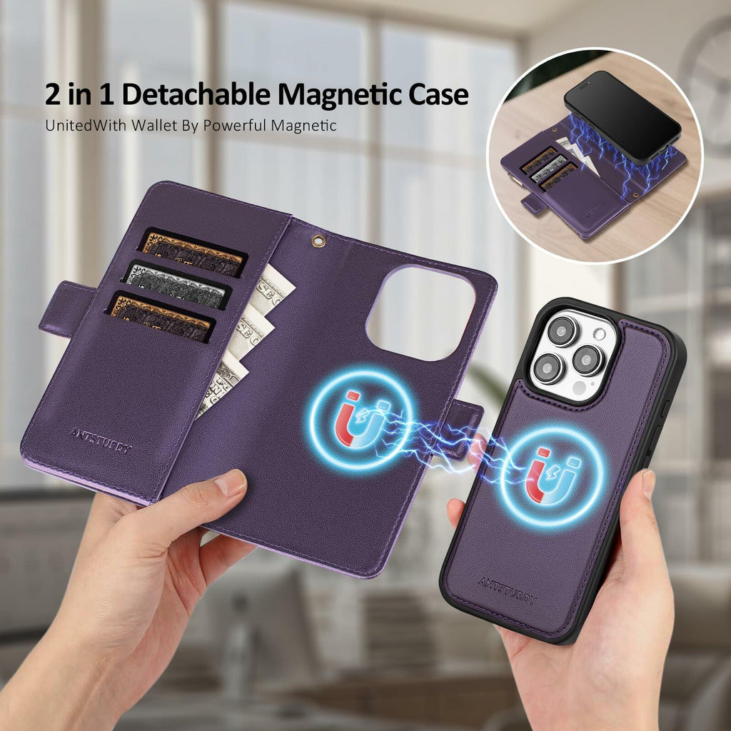 Antsturdy Compatible with Magsafe Magnetic 2 in 1 Detachable iPhone 15 Pro